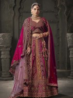 Magenta Pink Premium Lycra Velvet Lehenga Choli